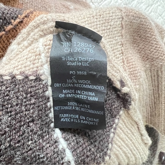 Nili Lotan Sweater Wool Cardigan Sofhie Argyle Large Brown Neutral - Picture 12 of 12